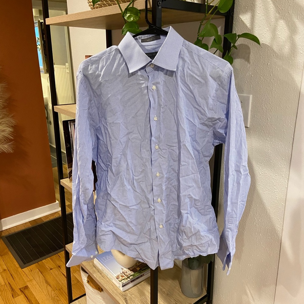 Nordstrom Blue Checkered Dress Shirt
